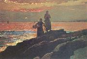 Winslow Homer Sunset, Saco Bay Sweden oil painting artist